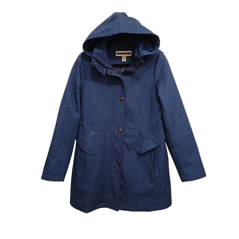 Kristen Blake Hooded Rain‎ Parka Coat Jacket Sz M Blue Insulated Preppy Glam